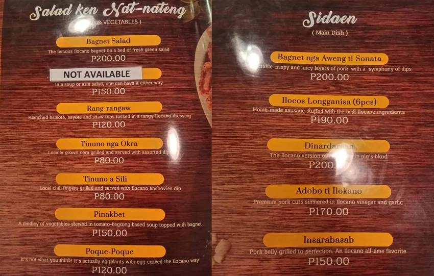 Salad Menu - Viven Hotel - Laoag